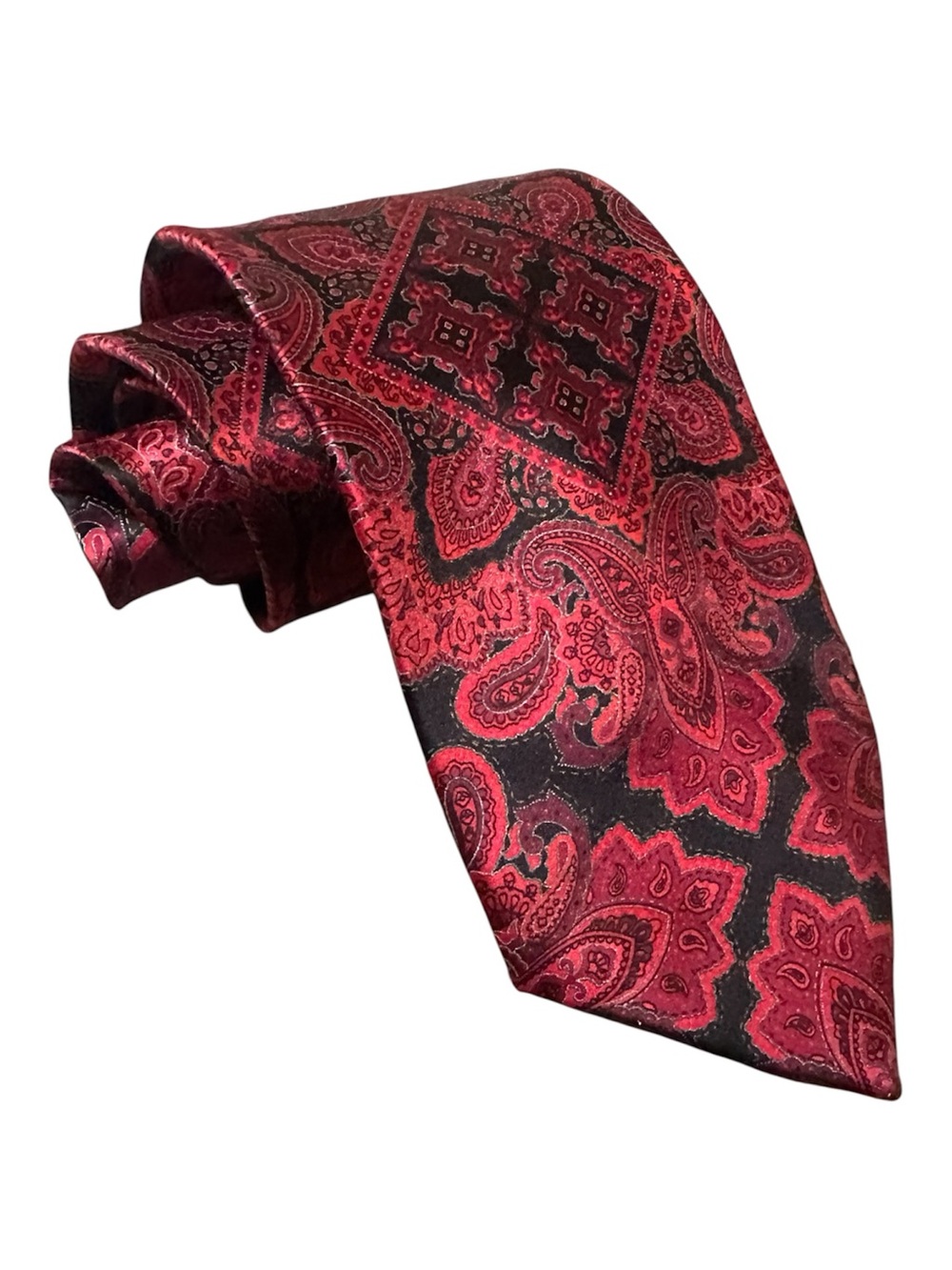 Stefano Ricci Red and Black Paisley Silk Tie